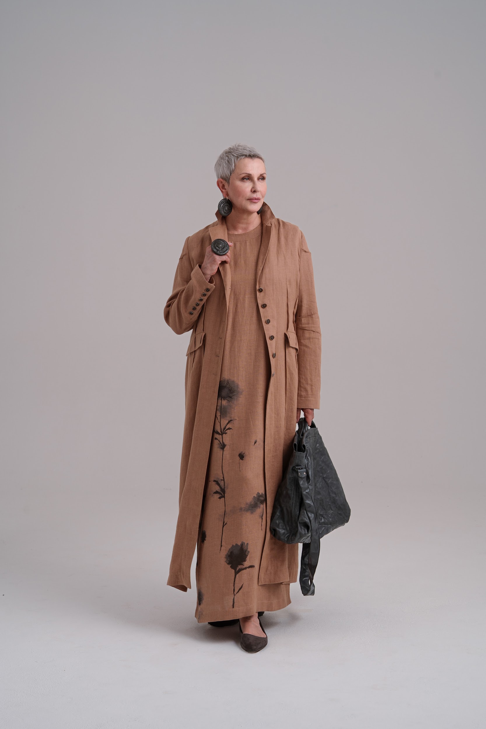 картинка Пальто длинное из льна от магазина Одежда+